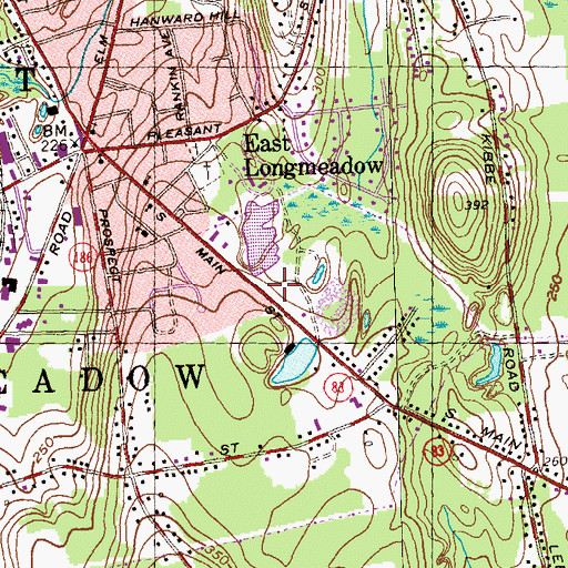 Topographic Map of East Longmeadow Fire Department, MA