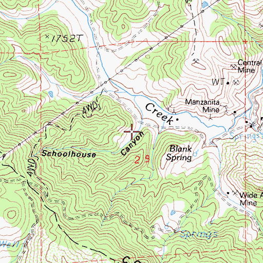 Topographic Map of Schoolhouse Canyon, CA
