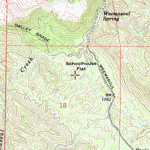 Topographic Map of Schoolhouse Flat, CA