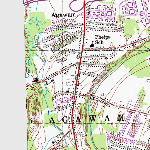 Topographic Map of Agawam Fire Department Station 1 Headquarters, MA
