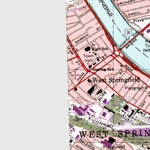 Topographic Map of West Springfield Fire Department Station 1 Headquarters, MA