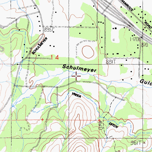 Topographic Map of Schulmeyer Gulch, CA