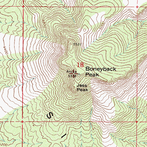 Topographic Map of Boneyback Peak, AZ