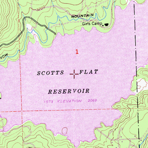 Topographic Map of Scotts Flat Reservoir, CA