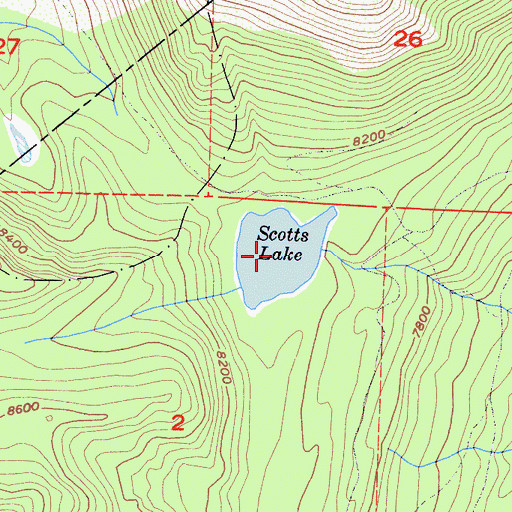 Topographic Map of Scotts Lake, CA