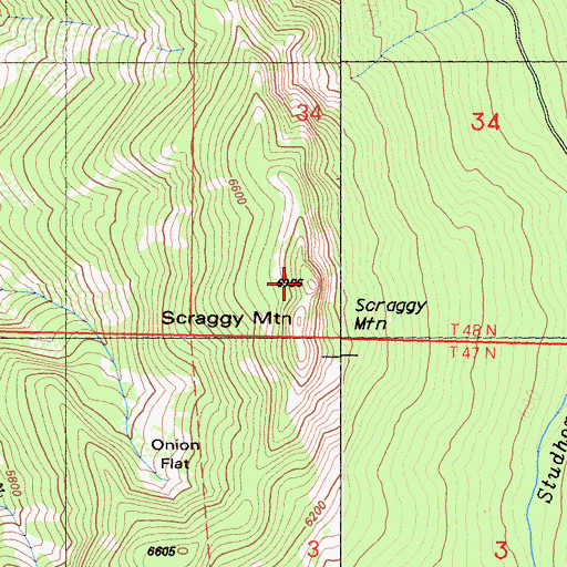 Topographic Map of Scraggy Mountain, CA