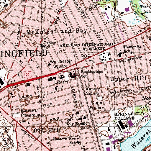 Topographic Map of Springfield Fire Department Station 8, MA