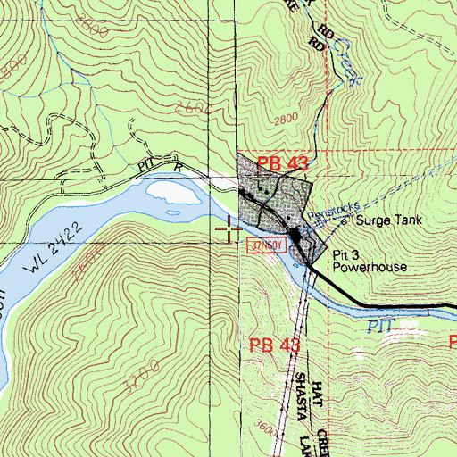 Topographic Map of Screwdriver Creek, CA