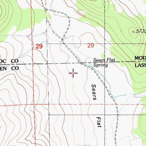 Topographic Map of Sears Flat Spring, CA