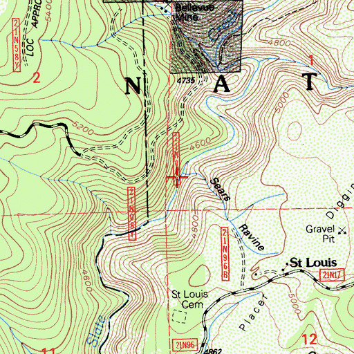 Topographic Map of Sears Ravine, CA