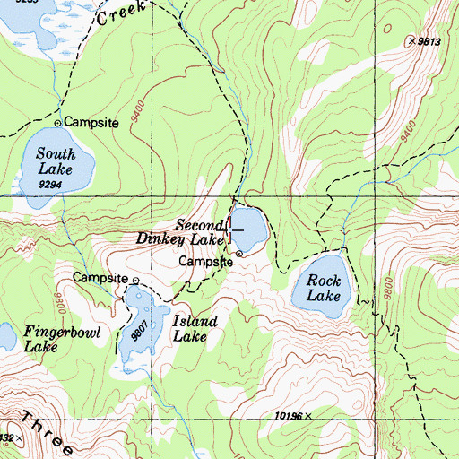 Topographic Map of Second Dinkey Lake, CA