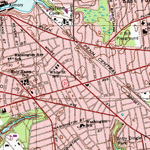 Topographic Map of Springfield Fire Department Station 3, MA