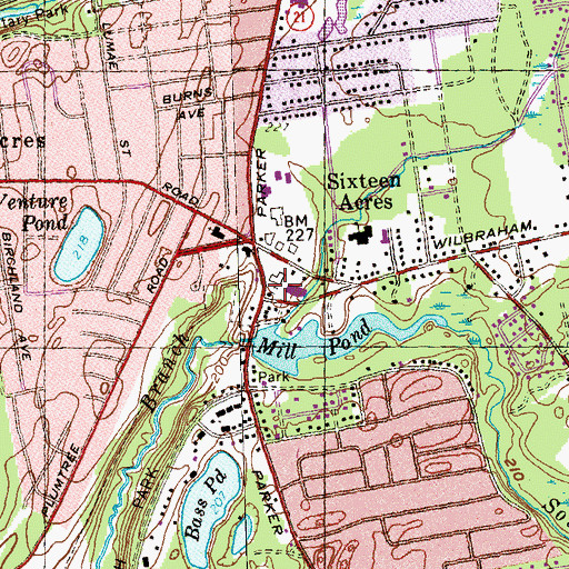 Topographic Map of Springfield Fire Department Station 12, MA