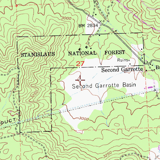 Topographic Map of Second Garrotte Basin, CA