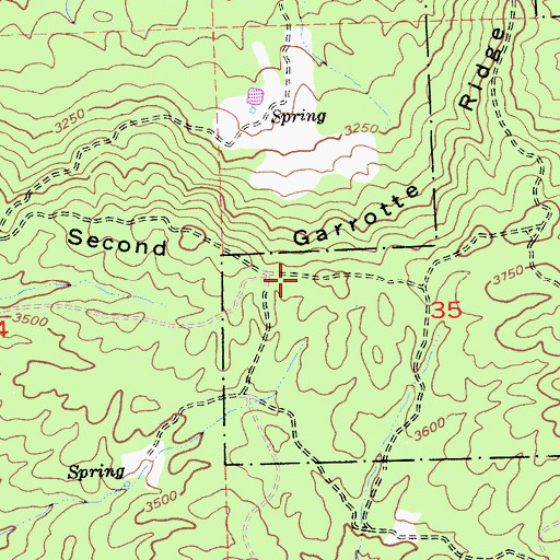Topographic Map of Second Garrotte Ridge, CA