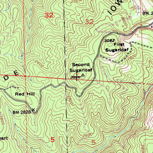 Topographic Map of Second Sugarloaf, CA