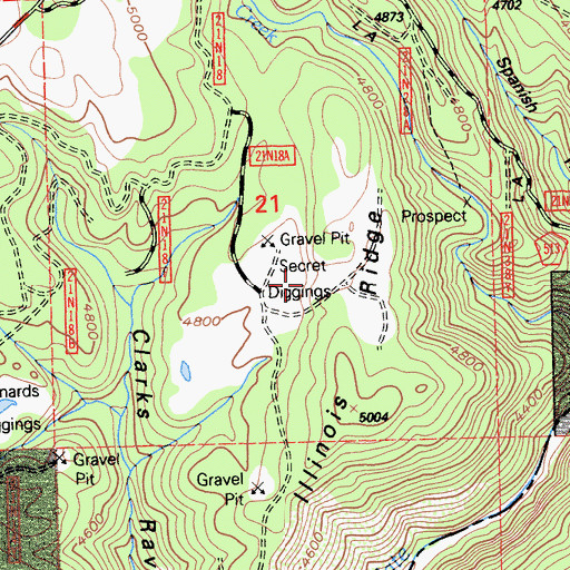 Topographic Map of Secret Diggings, CA