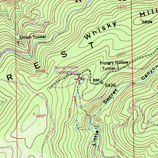 Topographic Map of Secret House, CA