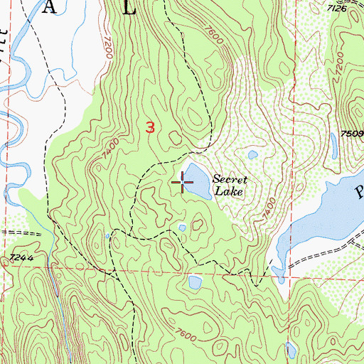 Topographic Map of Secret Lake, CA