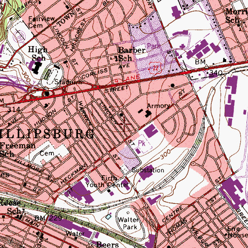 Topographic Map of Phillipsburg Emergency Squad, NJ