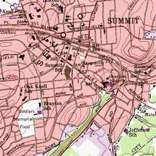 Topographic Map of Summit Volunteer First Aid Squad, NJ