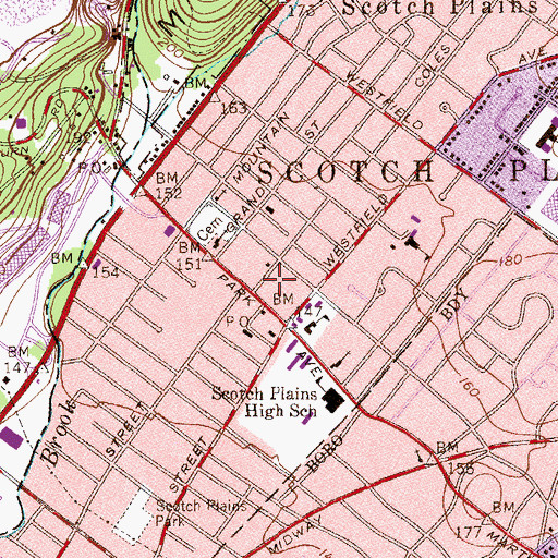 Topographic Map of Scotch Plains Rescue Squad, NJ