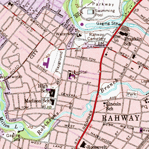 Topographic Map of Rahway Emergency Squad, NJ