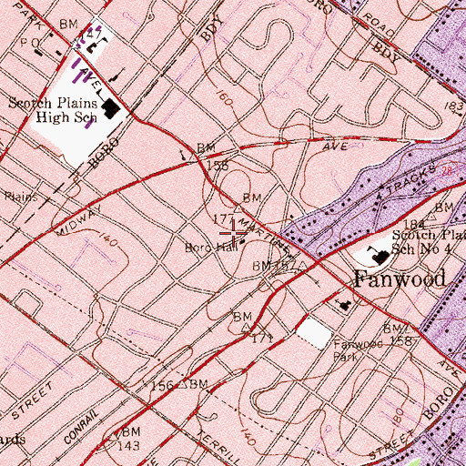 Topographic Map of Fanwood Rescue Squad, NJ