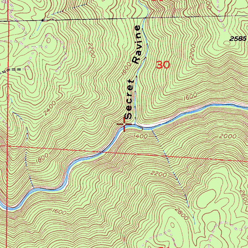 Topographic Map of Secret Ravine, CA