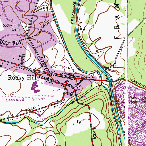 Topographic Map of Rocky Hill First Aid Rescue Squad, NJ
