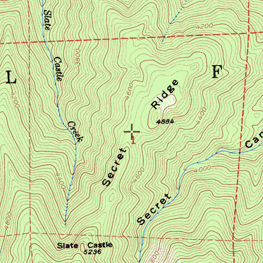 Topographic Map of Secret Ridge, CA