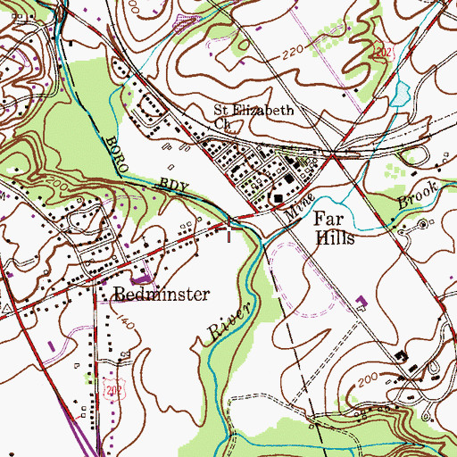 Topographic Map of Far Hills - Bedminster First Aid Squad, NJ