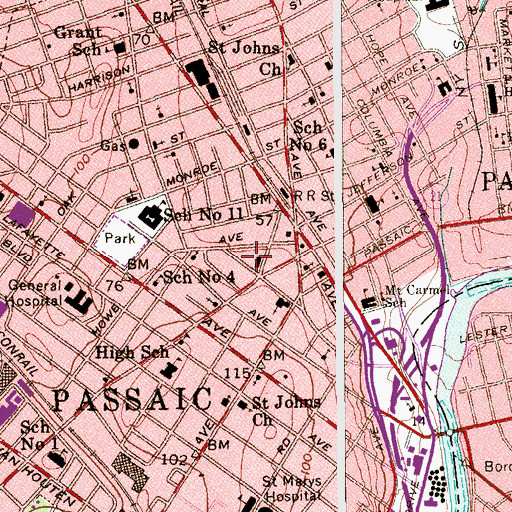 Topographic Map of Passaic Emergency Medical Services, NJ