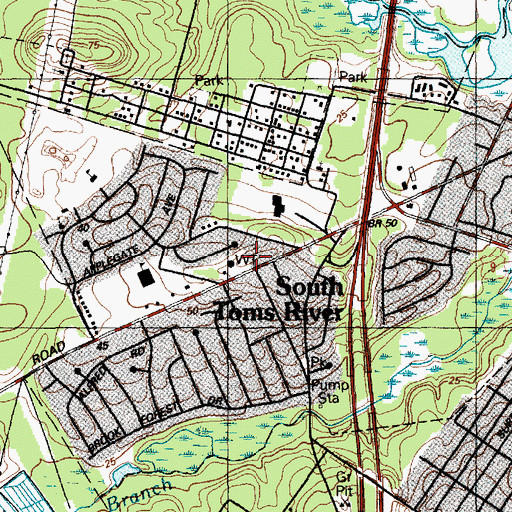Topographic Map of South Toms River First Aid Squad, NJ