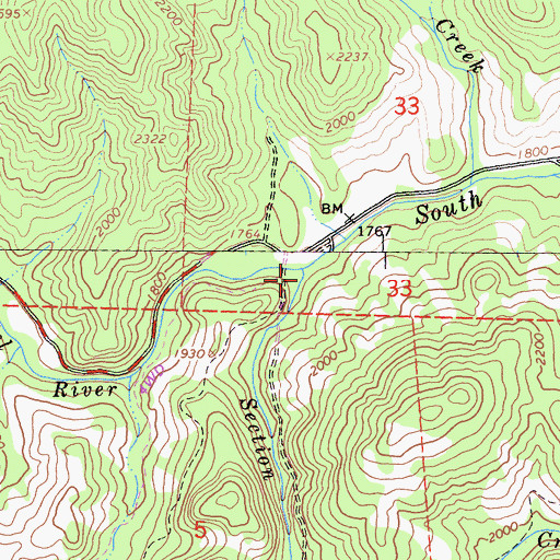 Topographic Map of Section Four Creek, CA