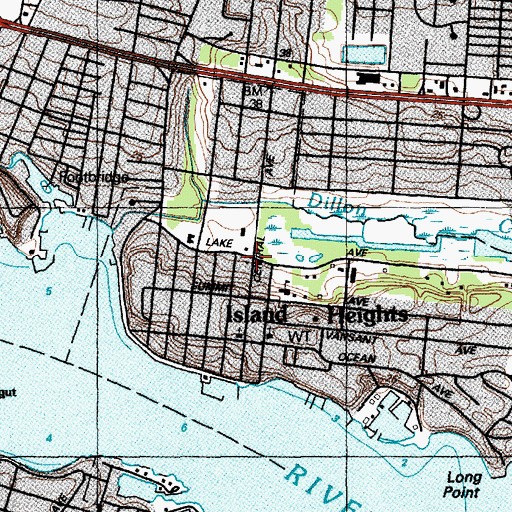 Topographic Map of Island Heights First Aid Squad, NJ