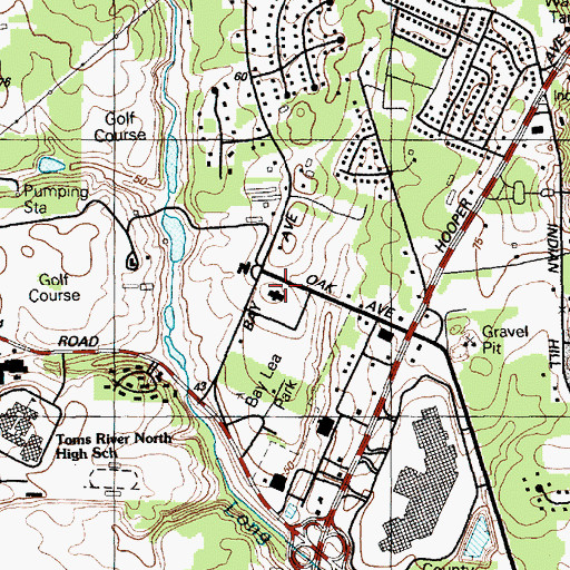 Topographic Map of Toms River Toms River Police Department and Emergency Medical Services, NJ