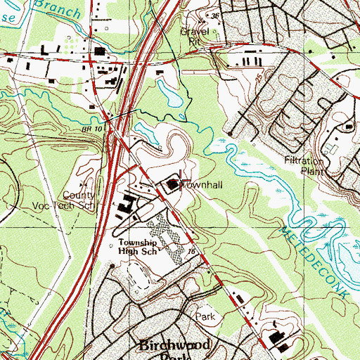Topographic Map of Brick Township Police Emergency Medical Services, NJ