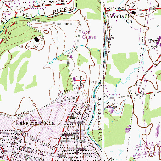 Topographic Map of Parsippany - Troy Hills Township Paid Ambulance Service, NJ