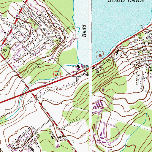 Topographic Map of Budd Lake First Aid Squad, NJ