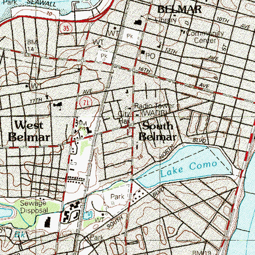 Topographic Map of South Belmar First Aid Squad, NJ