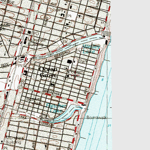 Topographic Map of Ocean Grove First Aid Squad, NJ