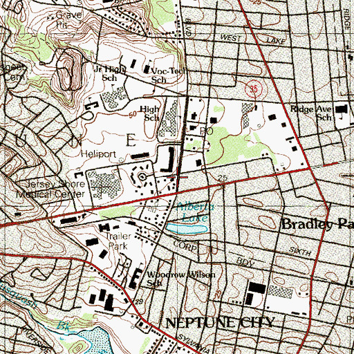 Topographic Map of Neptune First Aid Squad, NJ