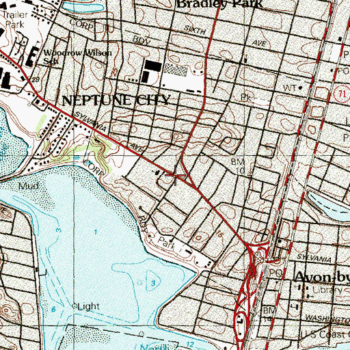 Topographic Map of Neptune City First Aid Squad, NJ