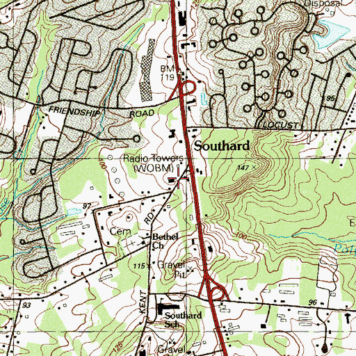 Topographic Map of Howell First Aid and Rescue Squad, NJ