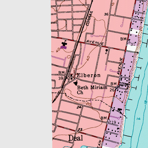 Topographic Map of Elberon First Aid and Emergency Squad, NJ