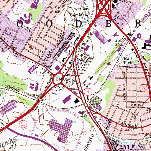 Topographic Map of Woodbridge Township Ambulance and Rescue Squad, NJ