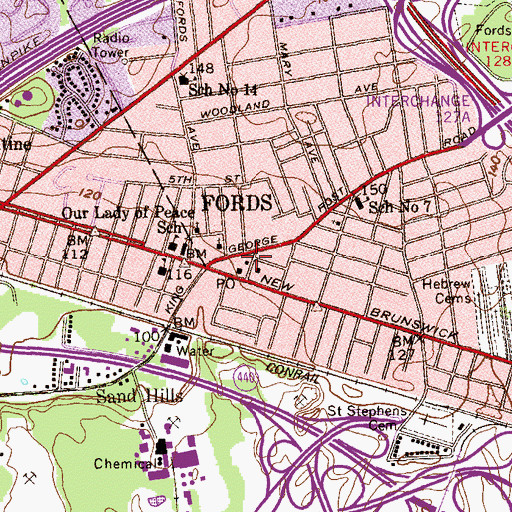 Topographic Map of Saint Johns First Aid Squad, NJ