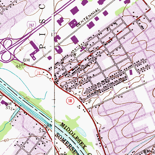 Topographic Map of River Road Rescue Squad, NJ