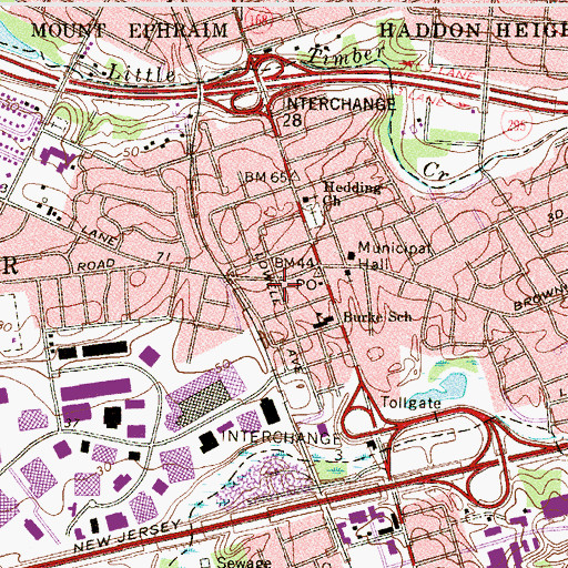 Topographic Map of Bellmawr Volunteer Ambulance, NJ